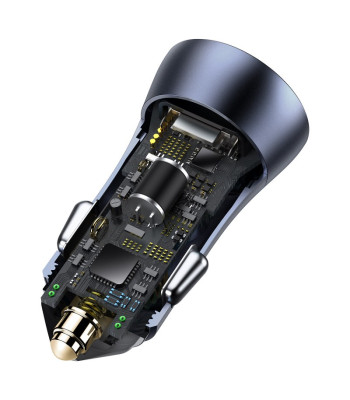 Baseus automobilinis įkroviklis Golden Contactor Pro PD 40W 1x USB 1x USB-C tamsiai pilkas