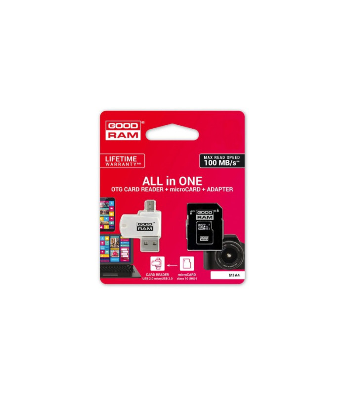 GoodRam atminties kortelė 64GB microSDHC kl. 10 UHS-I + adapteris + kortelių skaitytuvas