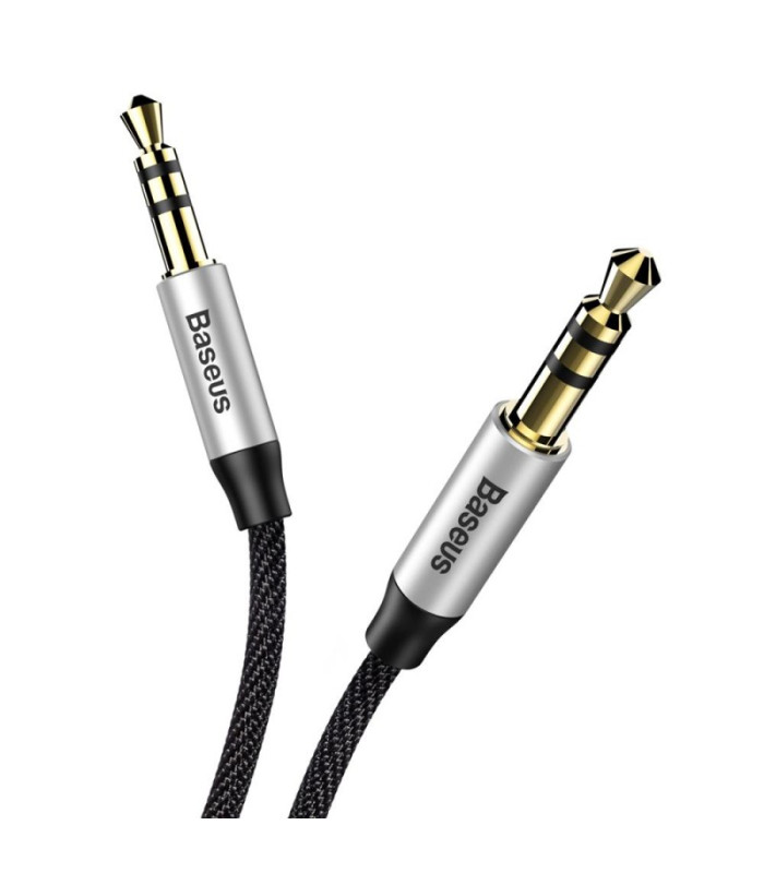 Baseus kabelio garso Yiven M30 lizdas 3,5 mm - lizdas 3,5 mm 1,0 m sidabrinis-juodas