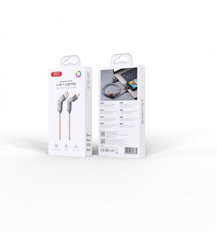 XO cabel NB276 4w1 USB-C - Lightning + USB - USB-C 60W 1,0 m pilka