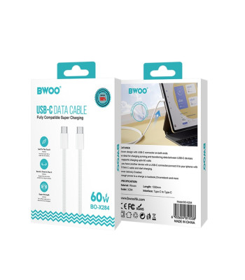 BWOO Fast 60W kabelis BO-X284 USB-C į USB-C, skirtas 