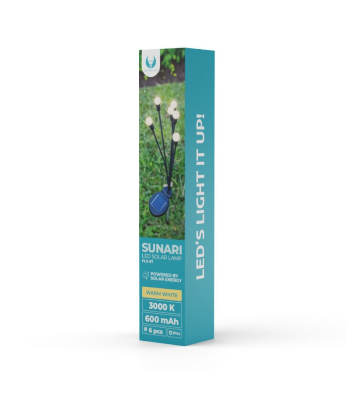 SUNARI Saulės lempa LED FLS-87 saulės fireflies x6 3000K 600mAh Li-Ion Forever Light