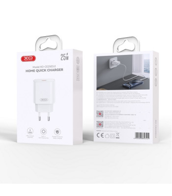 XO sieninis įkroviklis CE25 PD 25W 1x USB-C baltos spalvos