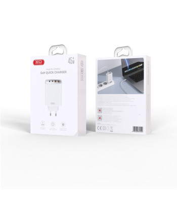 XO sieninis įkroviklis CE22 PD 45W 2x USB-C 2x USB baltas