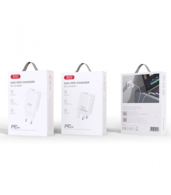 XO sieninis įkroviklis CE16 PD 45W 1x USB-C 1x USB baltas