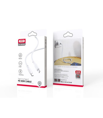 XO kabelis NB208B PD USB-C - USB-C 1,0 m 60 W baltas