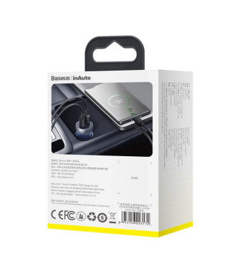 Baseus automobilinis įkroviklis Particular PD 65W 1x USB 1x USB-C skaidrus