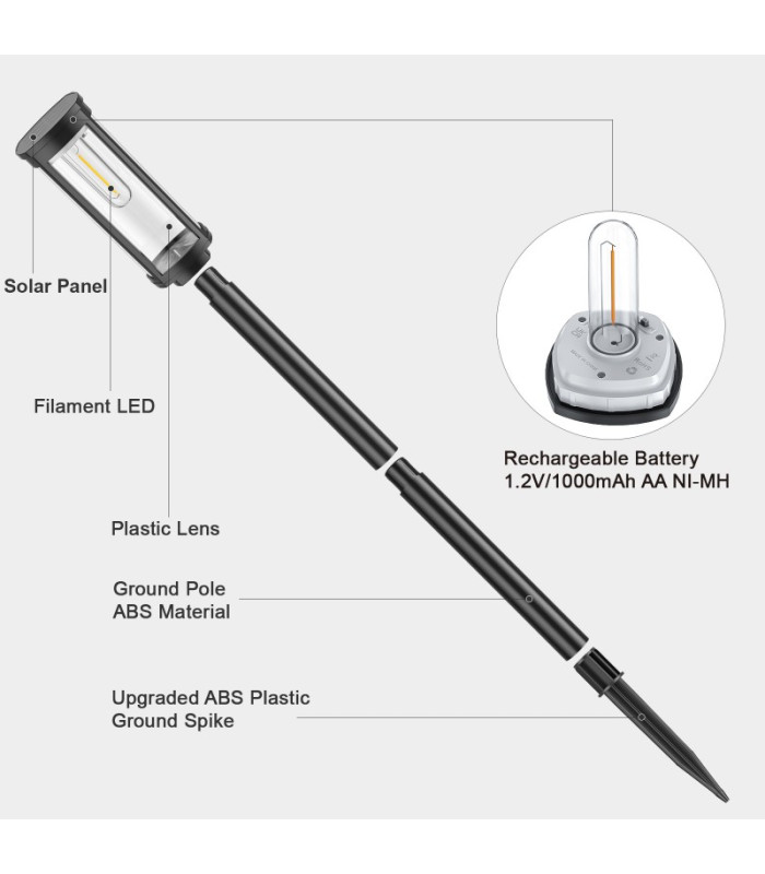 SUNARI saulės lempa LED FLS-97 CLASSIC Post 3000K 1000mAh Ni-MH amžinoji šviesa