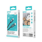 BWOO pintas USB-C - USB-C 1 m 60 W kabelis su animaciniu apšvietimu, juodas