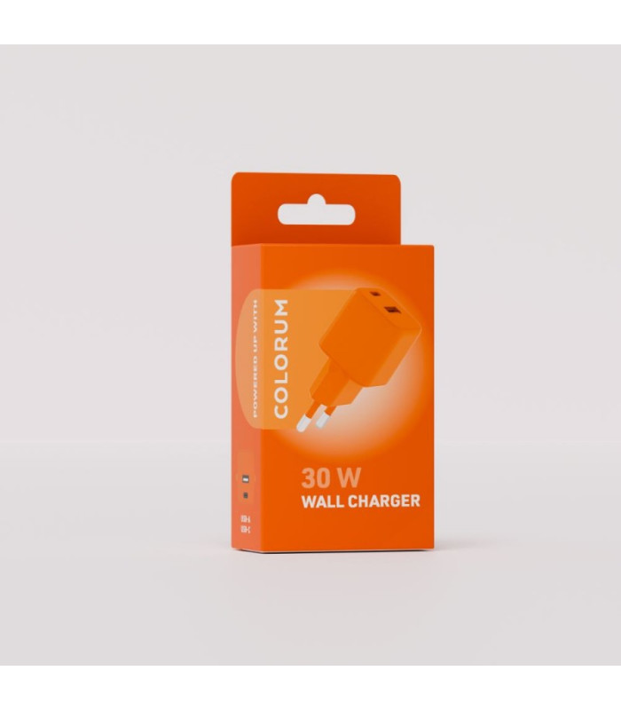 COLORUM sieninis įkroviklis USB-A + USB-C PD 30W CLS30-AC-10 xOrange