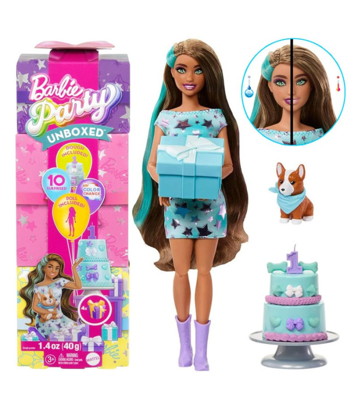 Mattel Barbie Party lėlė iš serijos „Gimtadienis“ + korgis ZA6066