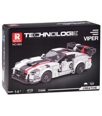 Techniniai blokeliai Super sportinio automobilio WHITE VIPER spoileris 419 detalių ZA5784