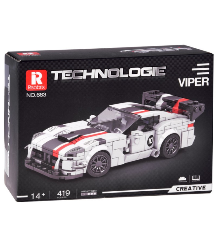 Techniniai blokeliai Super sportinio automobilio WHITE VIPER spoileris 419 detalių ZA5784