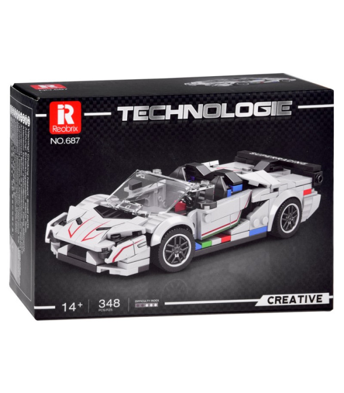 Techniniai blokai Super sportinio automobilio BALTAS KABRIOLETAS spoileris 348 dalys ZA5787