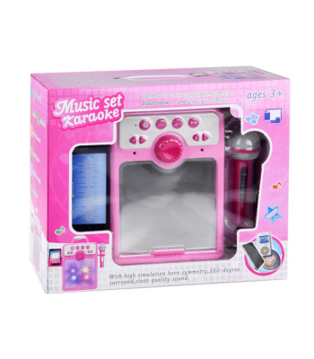 Rožinė muzikinė kolonėlė vaikams Boombox su mikrofonu IN0166
