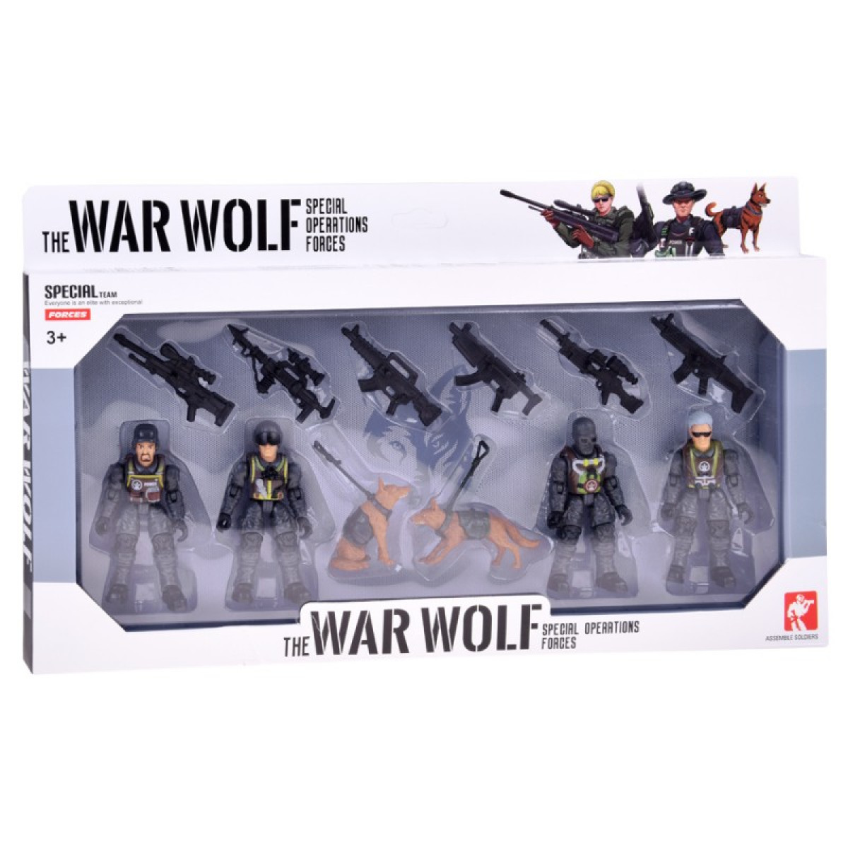 Didelis figūrėlių rinkinys, kareiviai, šautuvai, 12 dalių, kareiviai ZA5887