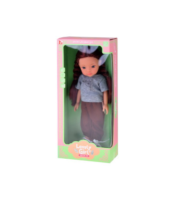 Žavinga mergaitė lėlė su trumpais juodais plaukais sportiniu kostiumu 33 cm ZA5849