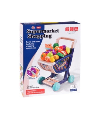 Wózek sklepowy + warzywa do cięcia Zabawa w sklep zakupy 36 ele ZA4791