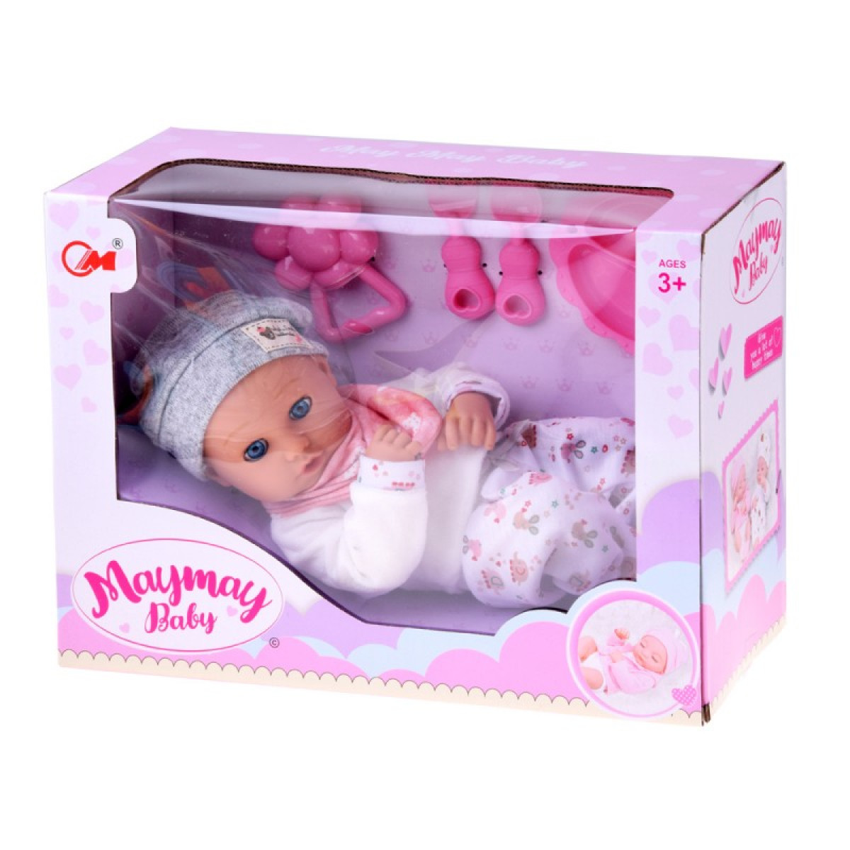 BOBAS lėlė 32 cm su judančiomis akimis + maitinimo priedai ZA5833
