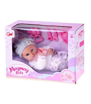 BOBAS lėlė 32 cm su judančiomis akimis + maitinimo priedai ZA5833