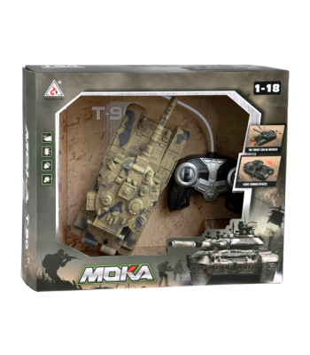 RC tankas su nuotolinio valdymo pultu, besisukančiu bokšteliu, šviesomis, tikrovišku garsu