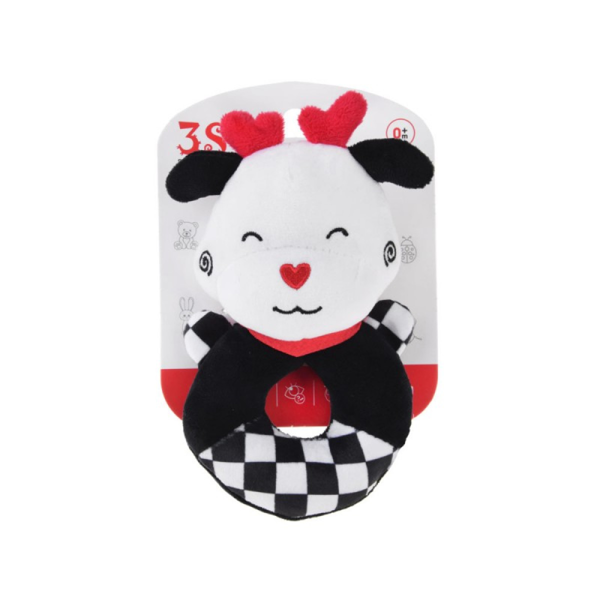 Kontrastingas barškutis kūdikiams su cypteliu COW ZA5777