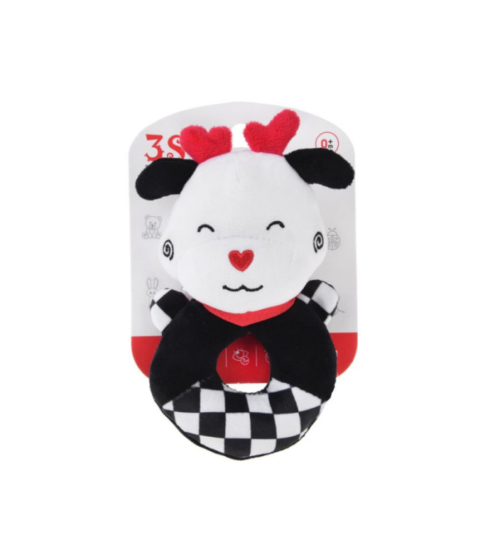 Kontrastingas barškutis kūdikiams su cypteliu COW ZA5777