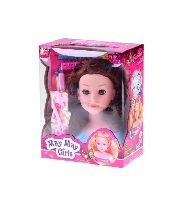 Kirpyklos galva 20 cm JUODA LĖLĖ su kirpyklos aksesuarais ZA5838