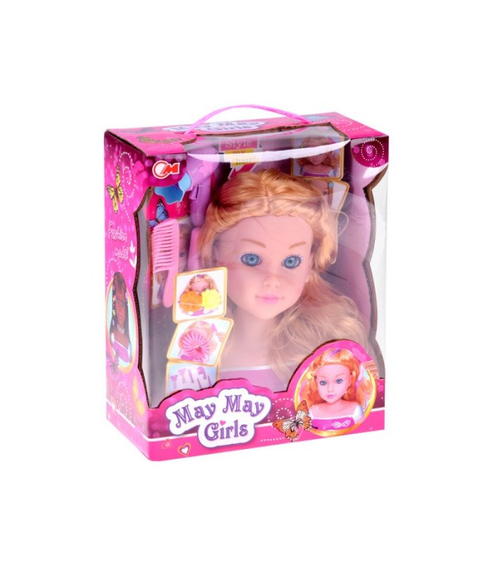 ŠVIESIAPLAUKIŲ LĖLĖ 20 cm šukavimo galvutė su kirpimo priedais ZA5837