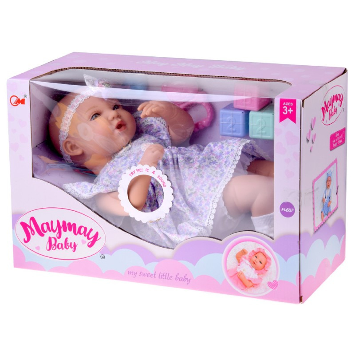 Interaktyvi BOBAS lėlė 46 cm - su alyvine suknele + aksesuarai ZA5834