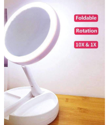 Kahepoolne suurendusega kosmeetiline peegel LED-taustvalgustusega MYFOLD
